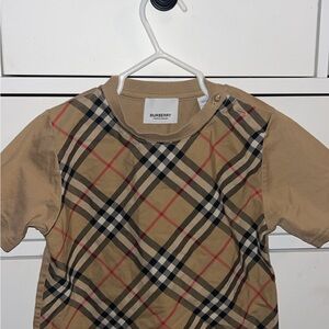 Burberry Kids Beige and Red Plaid Tee